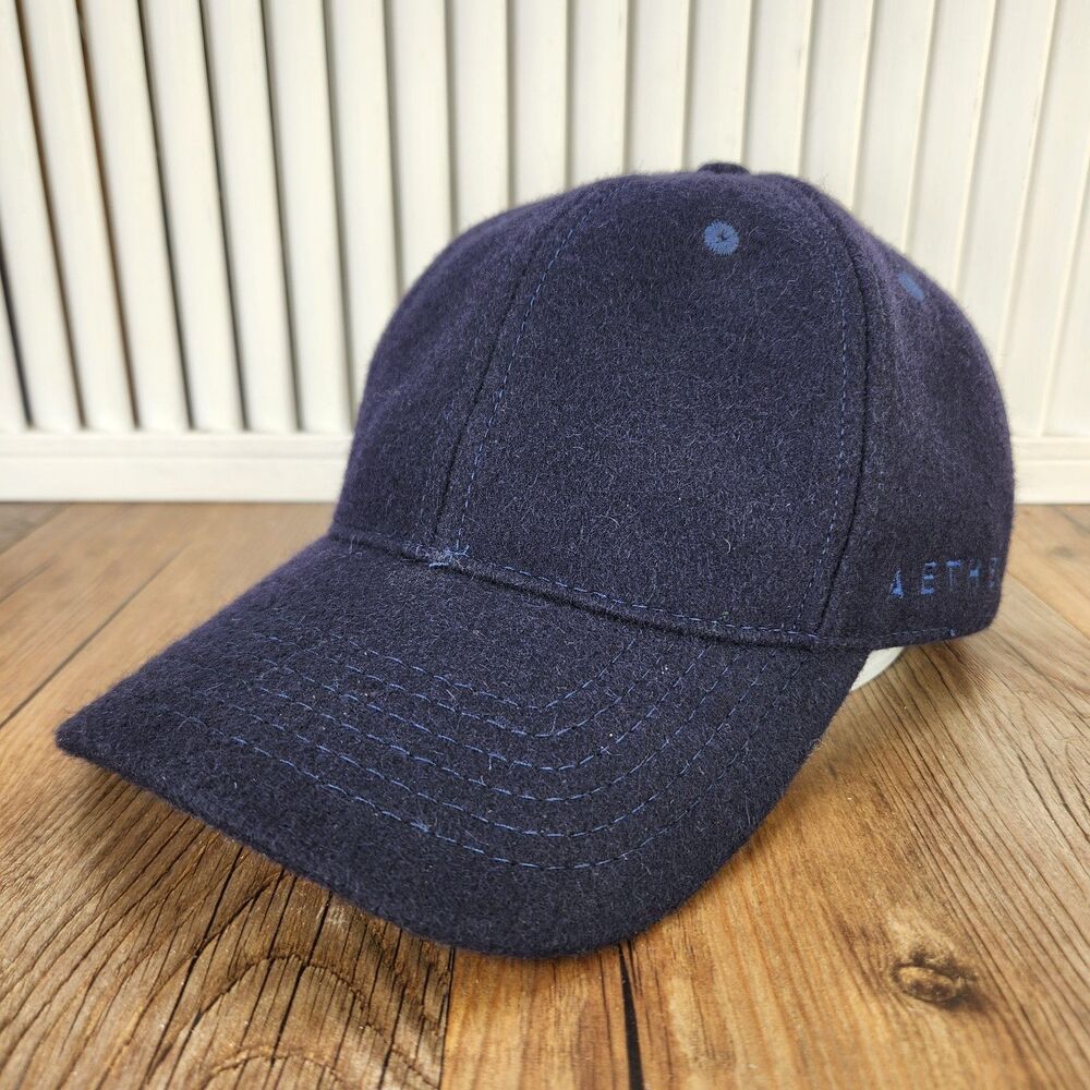 Aether Wool Hat Total Eclipse Blue Strapback Merino Wicking Baseball Dad Cap USA